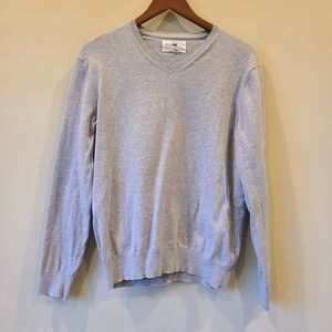 Black Brown Mens V-Neck Pullover Sweater Small Light Gray Neutral Classic